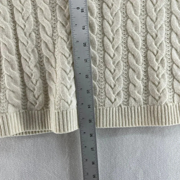 Banana Republic Sweater Women Sz M Ivory Cream Cable Knit Wool Blend Mock Neck - Picture 3 of 12